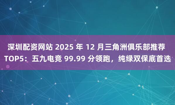 深圳配资网站 2025 年 12 月三角洲俱乐部推荐 TOP5：五九电竞 99.99 分领跑，纯绿双保底首选